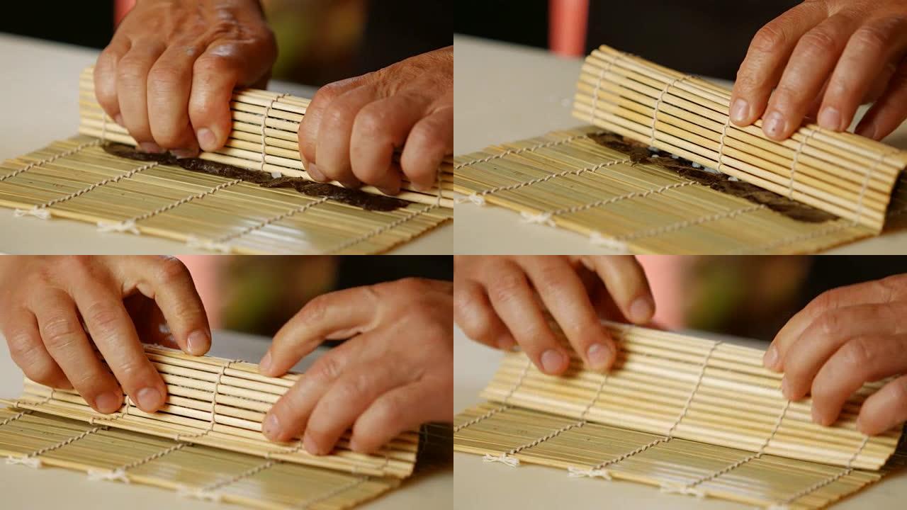 手做长寿司卷。