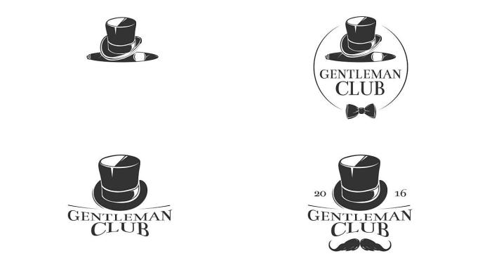 复古绅士俱乐部标志动画