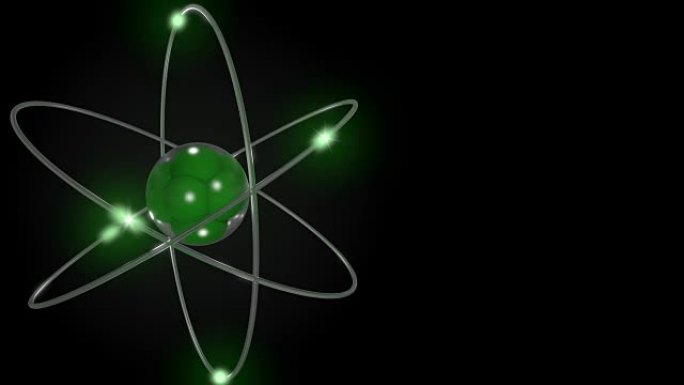 绿色程式化的原子和电子轨道。具有铭文自由空间的科学运动背景。核，研究，原子，科学概念。全高清无缝循环