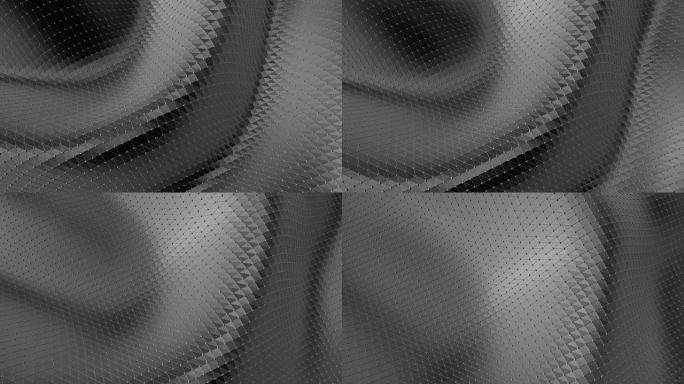 抽象黑白低聚波浪3D表面作为CG背景。灰色抽象几何振动环境或脉动背景卡通低聚流行时尚3D设计。