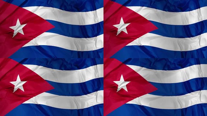 挥舞着古巴国旗