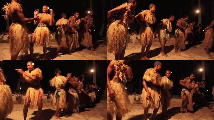 土著斐济男子跳舞传统的meke wesi男子舞蹈