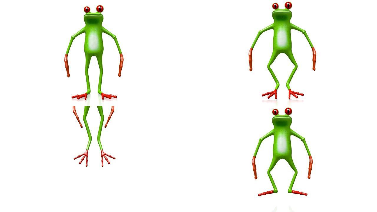 3D绿色青蛙跳跃
