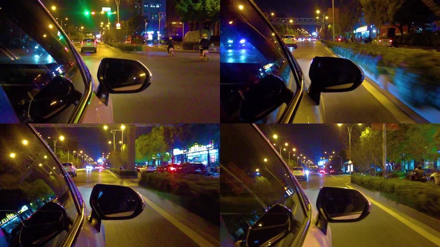 城市夜晚汽车窗外的风景夜景视频素材40