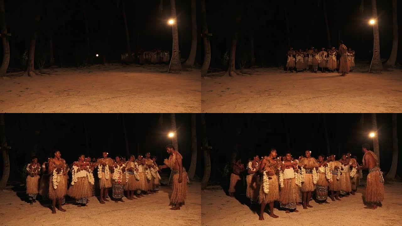 斐济土著人民唱歌跳舞