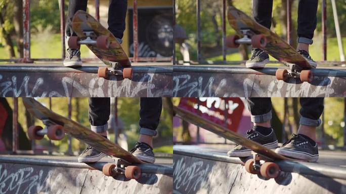 青少年拿着滑板