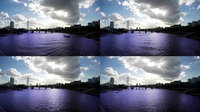 泰晤士河，大本钟和伦敦眼，延时，伦敦，环路