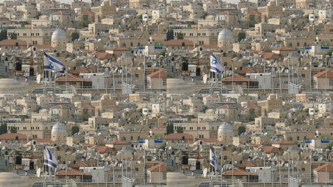 耶路撒冷旧城的以色列国旗