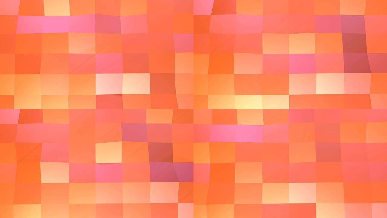 抽象简单的粉色橙色低聚3D表面作为环境。移动纯粉色橙红色多边形的软几何低聚运动背景。4k全高清无缝循