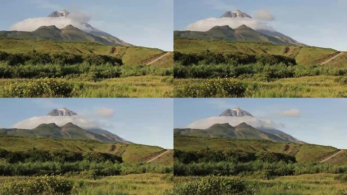 Vilyuchinsky火山周围的云层运动