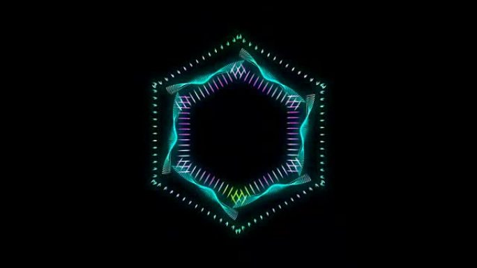 发光3D几何循环六边形UI形状