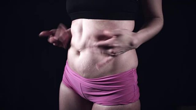 体重问题的4k胖体女显示腹部