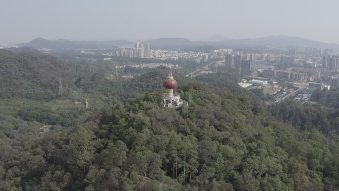 广东省东莞航拍旗峰山国贸地标旗峰公园