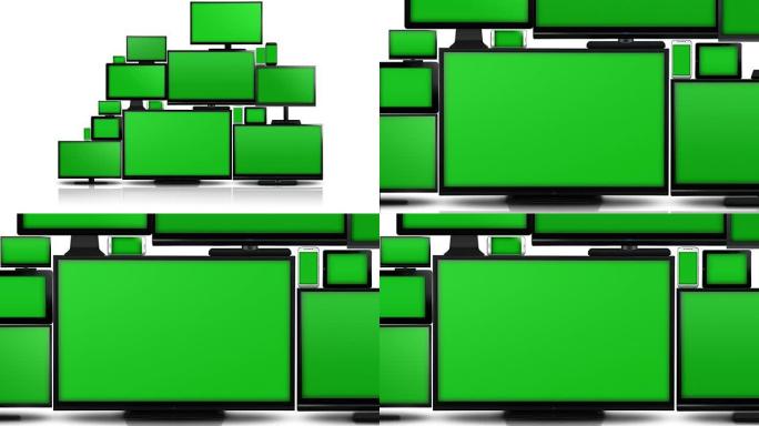 许多不同类型的屏幕带有绿色屏幕
