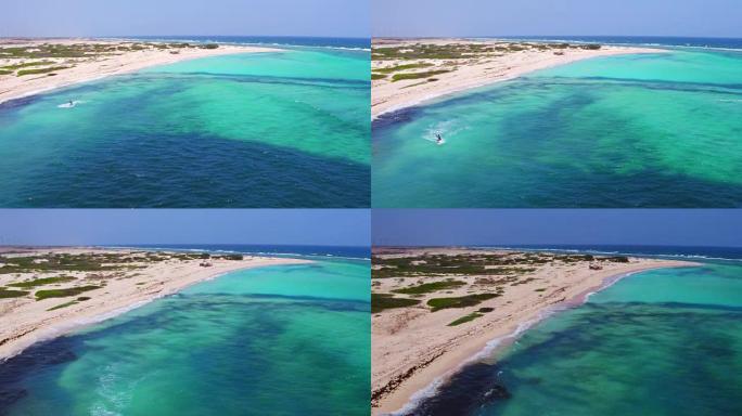 加勒比海阿鲁巴岛博卡格兰迪风筝冲浪的天线
