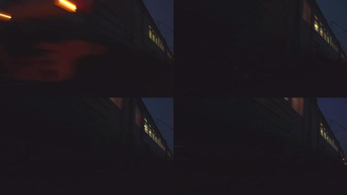 铁路上火车的夜间运动