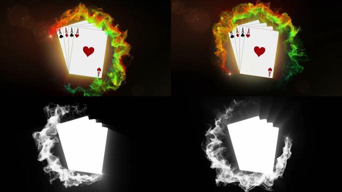 四张a，扑克牌渲染，动画，背景，循环，4k