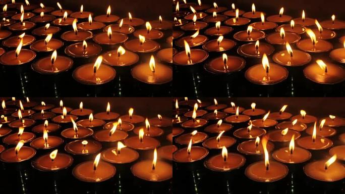 在藏传佛教寺庙燃烧蜡烛
