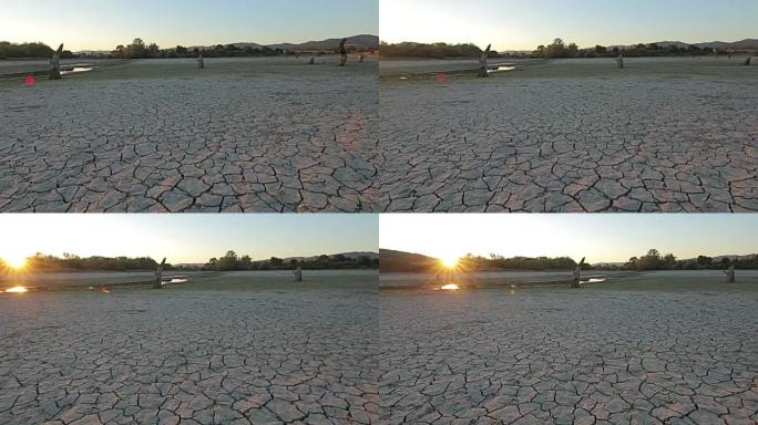 日落之上干旱灾害，土壤干燥。气候变化，全球变暖