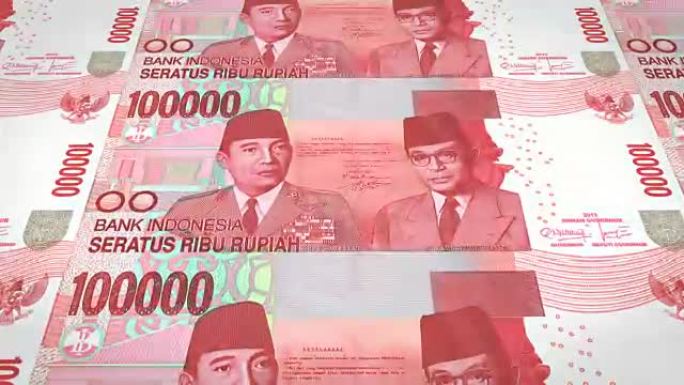 100万印尼盾滚动纸币，现金，循环