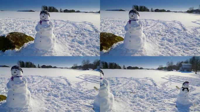 地面上许多雪人之一