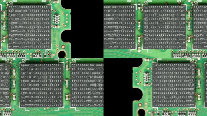 带有二进制代码的计算机ram芯片会经过摄像机。