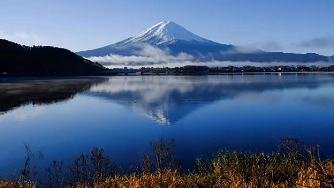 川口湖富士山的时间流逝