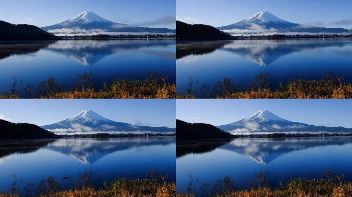 川口湖富士山的时间流逝