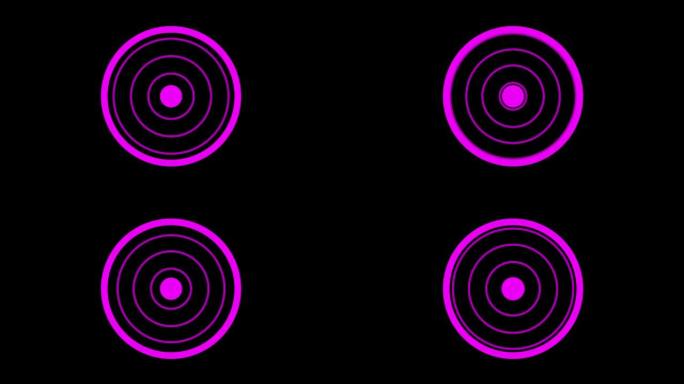 加载屏幕圆形，紫色上的黑色背景- 30fps循环-视频纹理，无缝动画元素