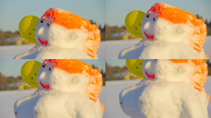 橙色头的大胖胸部雪人