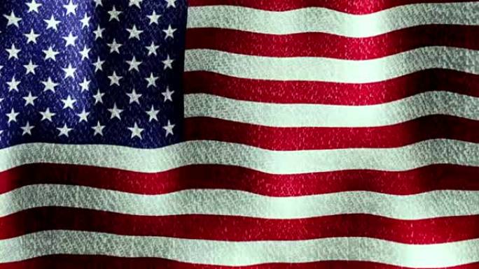 美国国旗飘扬(无缝循环视频)，满旗