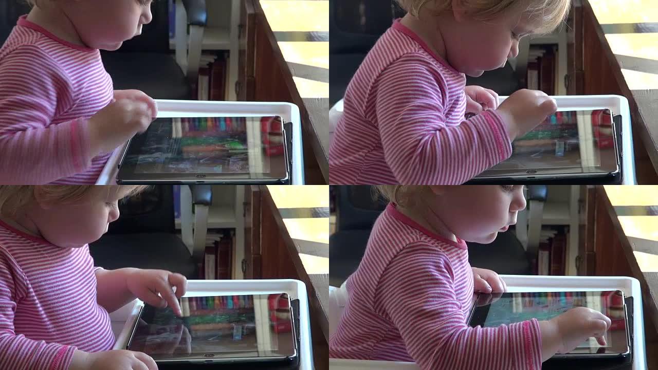 平板电脑上的婴儿上网