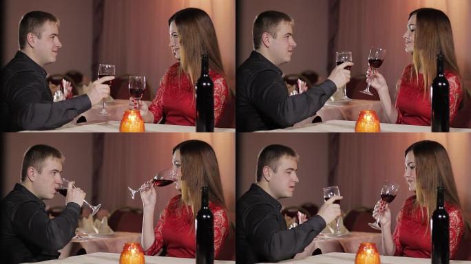 女孩和男人浪漫晚餐