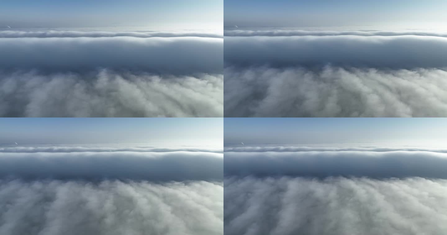 航拍天空中的平流雾云坝