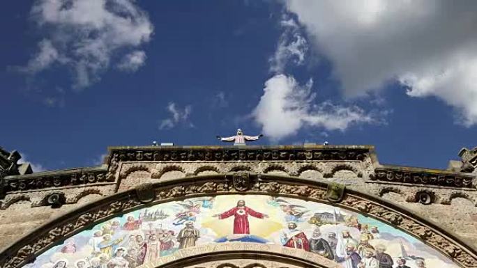 Tibidabo教堂(寺庙)，在Tibidabo山顶，西班牙巴塞罗那
