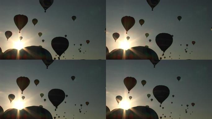 太阳眩光和天空中的热气球