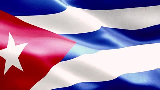 飘扬的织物质地的古巴国旗，真正质地的颜色红蓝白的古巴国旗，共产主义专政