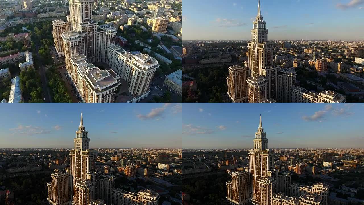 空中莫斯科区建筑和房屋城市景观