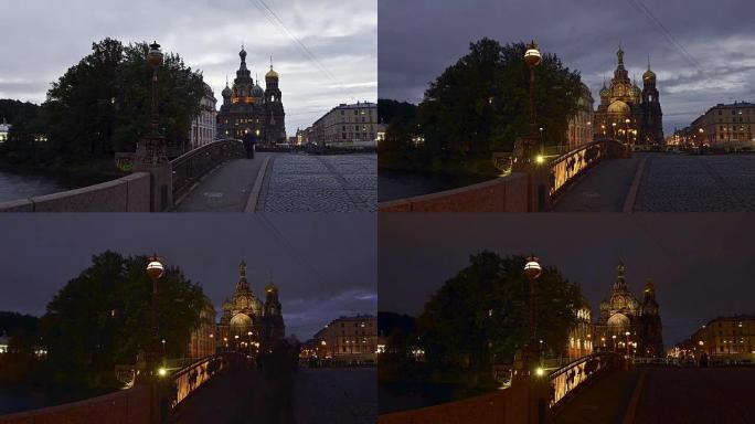 圣彼得堡延时摄影救世主教堂洒血