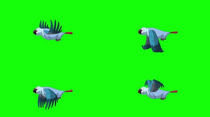 蓝鹦鹉会飞。经典迪士尼风格动画
