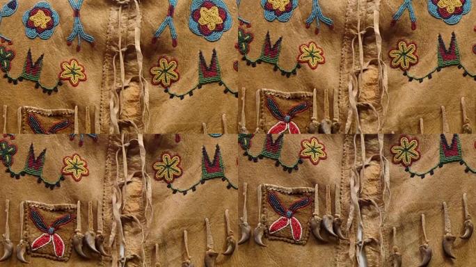 美国印第安人服装的珠子细节
