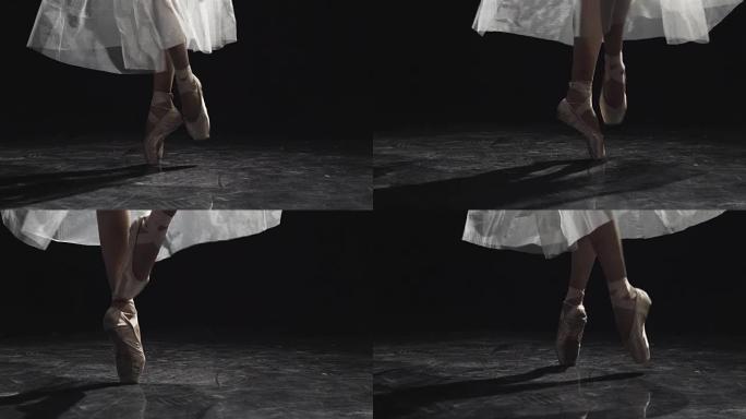 芭蕾舞演员的脚在足尖上跳舞