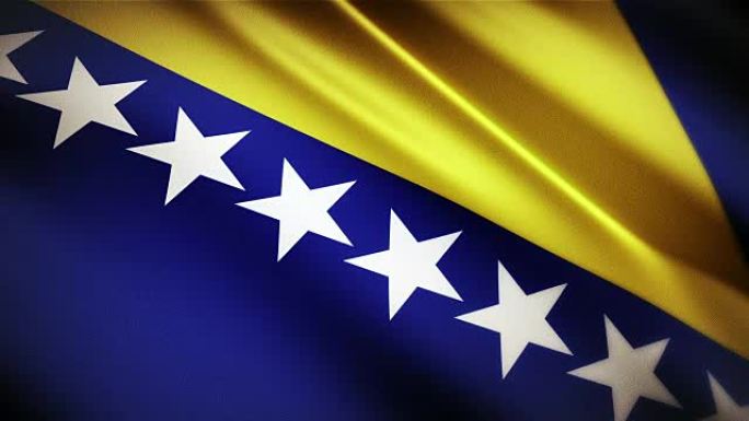 波斯尼亚和黑塞哥维那逼真的国旗无缝环摆动动画