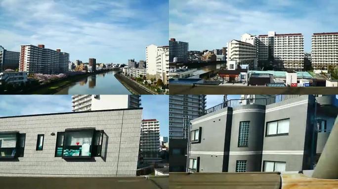 从日本高速列车的窗户看。