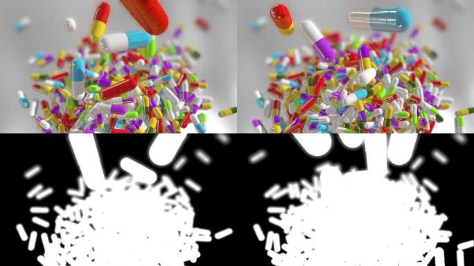 3D渲染多色医用药丸