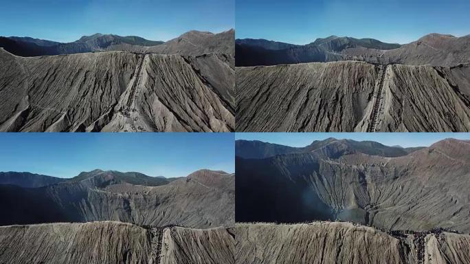 印度尼西亚东爪哇省山布罗莫陨石坑，取自无人机