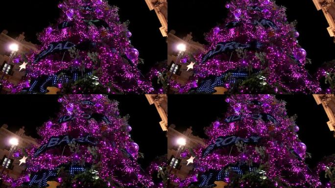 圣诞高粉色发光二极管灯树