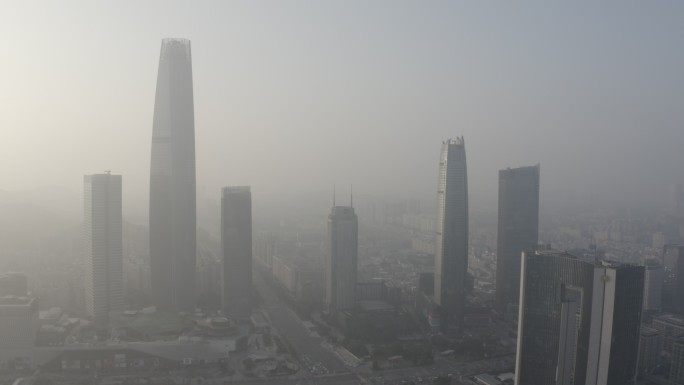 清晨早上东莞市鸿福路国贸民盈中心第一国际