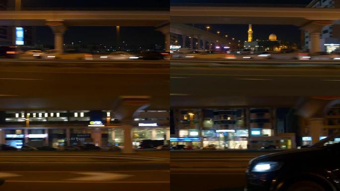 阿拉伯联合酋长国4k迪拜公路旅行侧窗全景