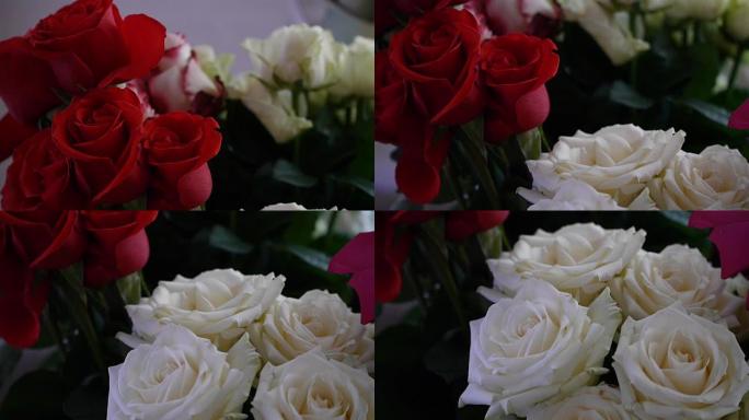 红玫瑰和白玫瑰花束